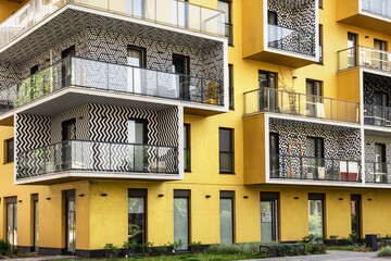 The facade of a residential building