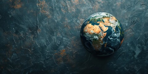 A globe rests on a dark slate surface, emphasizing our shared responsibility to support those in need