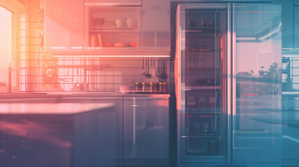Modern Kitchen Interior with Sunlight Through Window 