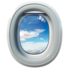Aircraft window front view isolated on transparent background