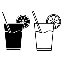 Drink Icon. Vector isolated illustration of a glass with liquid and a straw