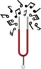Tuning Fork with Music Note Illustration
