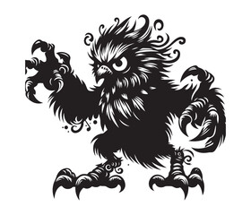 monster bird vector art graphic resources silhourtte vector style, white background