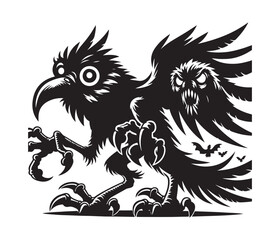 monster bird vector art graphic resources silhourtte vector style, white background