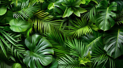 Green tropical foliage background, evoking a jungle atmosphere