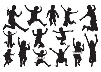 Kids Jumping vector, Kids Jumping clipart, Kids Jumping silhouette.