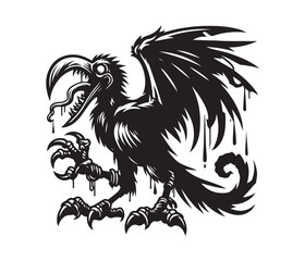 monster bird vector art graphic resources silhourtte vector style, white background