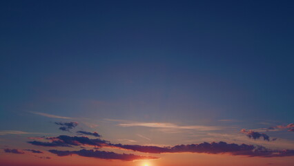 Sky and clouds at sunset. Different shades cloud with color sky.