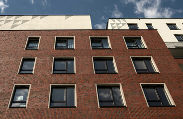 A fragment of the facade of a modern residential building