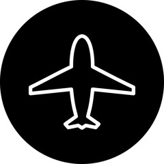 Airplane Vector Line White Circle Black