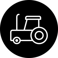 Tractor Vector Line White Circle Black