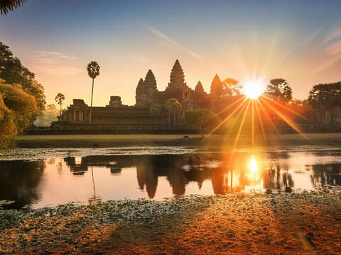 templo sagrado de angkor wat no Camboja
