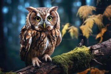 owl sitting on a tree branch, nature, in Geographic style