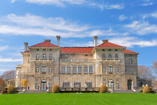 Newport, RI - USA: The Breakers Mansion in full spring sunshine