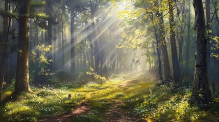 Naklejka premium Forest during the beginning of spring