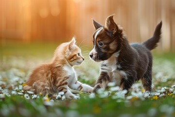 A Heartwarming Moment Between a Dog and Cat, Dog and Cat Playing Together