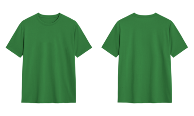 Mock up green t shirt front and back view, Ready for your mock up design transparent  template 