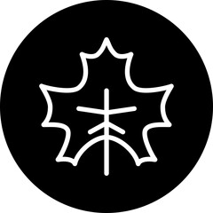 maple leaf Vector Line White Circle Black