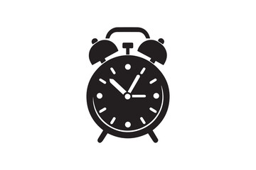 alarm clock vector silhouette isolated in white background