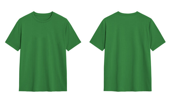 Mock up green t shirt front and back view, Ready for your mock up design transparent  template 