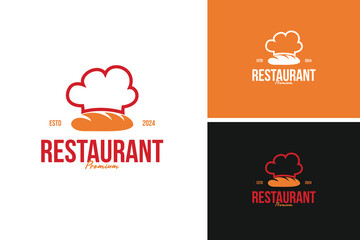 A logo design of chef hat with a loaf of bread, ideal for a bakery or artisanal bread maker. Vector illustration template idea
