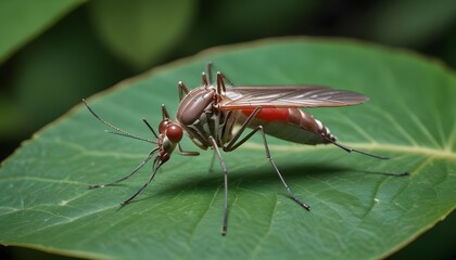 Fototapeta premium World Mosquito day with a mosquito is sitting on a leaf