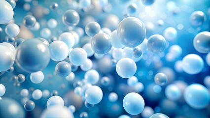 abstract blue background with flying spheres