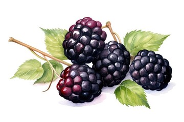 Blackberry watercolor illustration isolated on white background