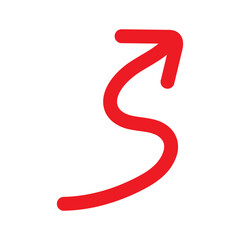 Red Hand drawn arrow icon. Arrow sketch graphic design for education and business use. 