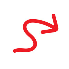 Red Hand drawn arrow icon. Arrow sketch graphic design for education and business use. 