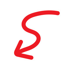 Red Hand drawn arrow icon. Arrow sketch graphic design for education and business use. 