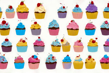 pattern with cupcakes seamless background