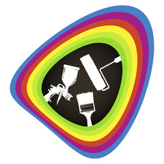 Painting tool and waves of colored paint