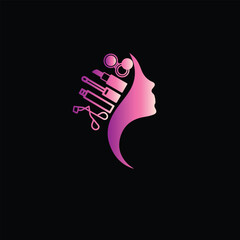 Creative Professional Trendy and Minimal Make Up Icons - Logo Design in Black, White and Pink Color, Logo in Editable Vector Format