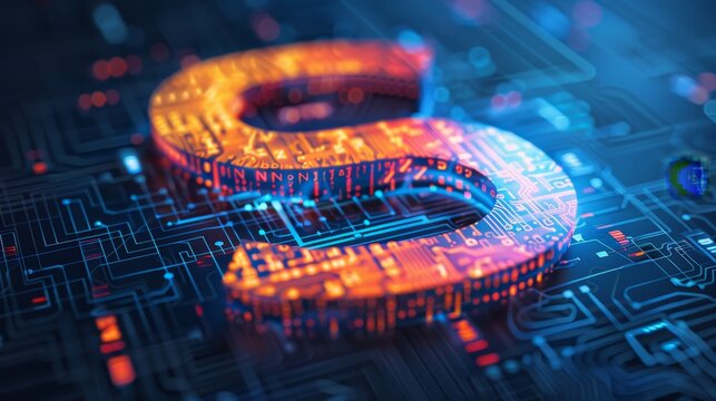 Abstract bokeh letters on technical backdrop symbolize cutting edge artificial intelligence concepts