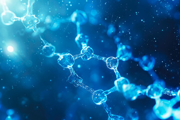 Medical background with abstract geometric shapes reminiscent of cells and molecules. Soft blue and white tones convey a sense of cleanliness and professionalism.