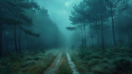 Obraz premium Misty Forest Path Generative AI