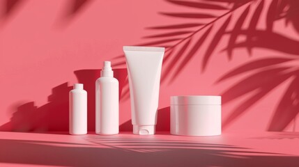 Skincare Products on Pink