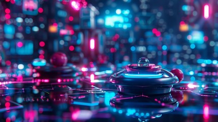 Futuristic Neon Cityscape with Generative AI