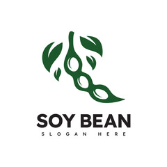 Fototapeta premium Soy bean logo healthy food vector design