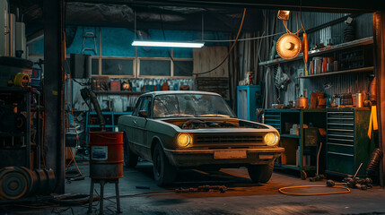 Fototapeta premium Car in auto repair shop