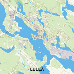 Luleå, Sweden map poster art