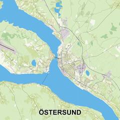 Fototapeta premium Östersund, Sweden map poster art