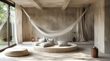 Minimalist Hammock Oasis in a Modern Interior