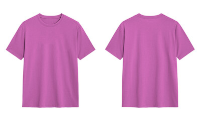 purple t shirt front and back view, Ready for your mock up design transparent template 