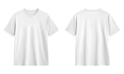 Mock up White t shirt front and back view, Ready for your mock up design transparent template