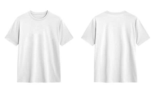 Mock up White t shirt front and back view, Ready for your mock up design transparent template