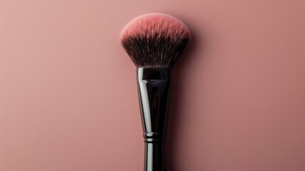 Black And Pink Makeup Brush On Pink Background
