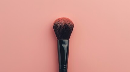 Black Makeup Brush On Pink Background