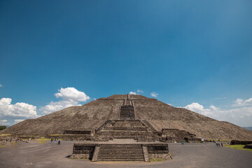 Pyramids of the Sun and the Moon in the Avenue of the Dead, the city of Teotihuacán in Mexico